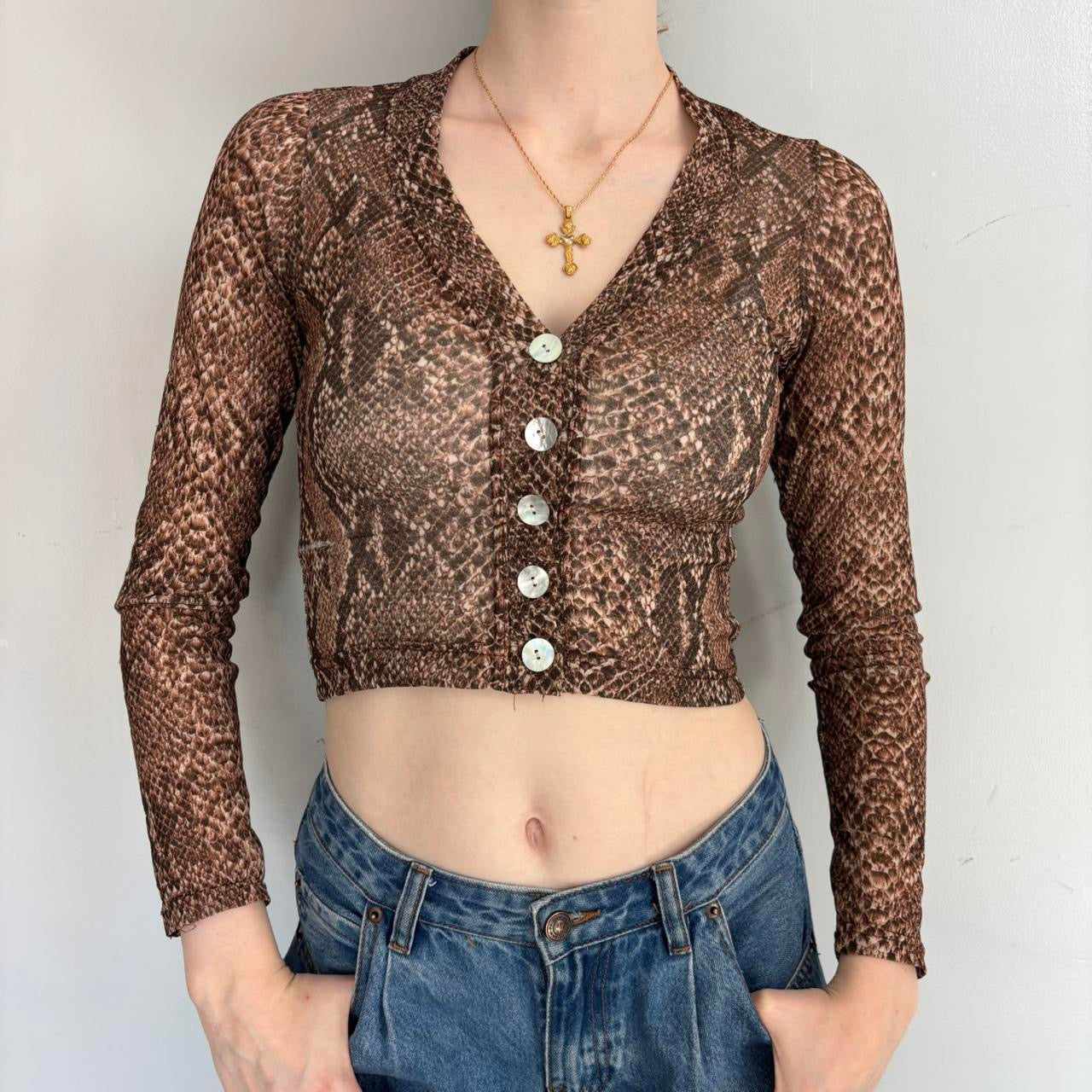 Snakeskin mesh top