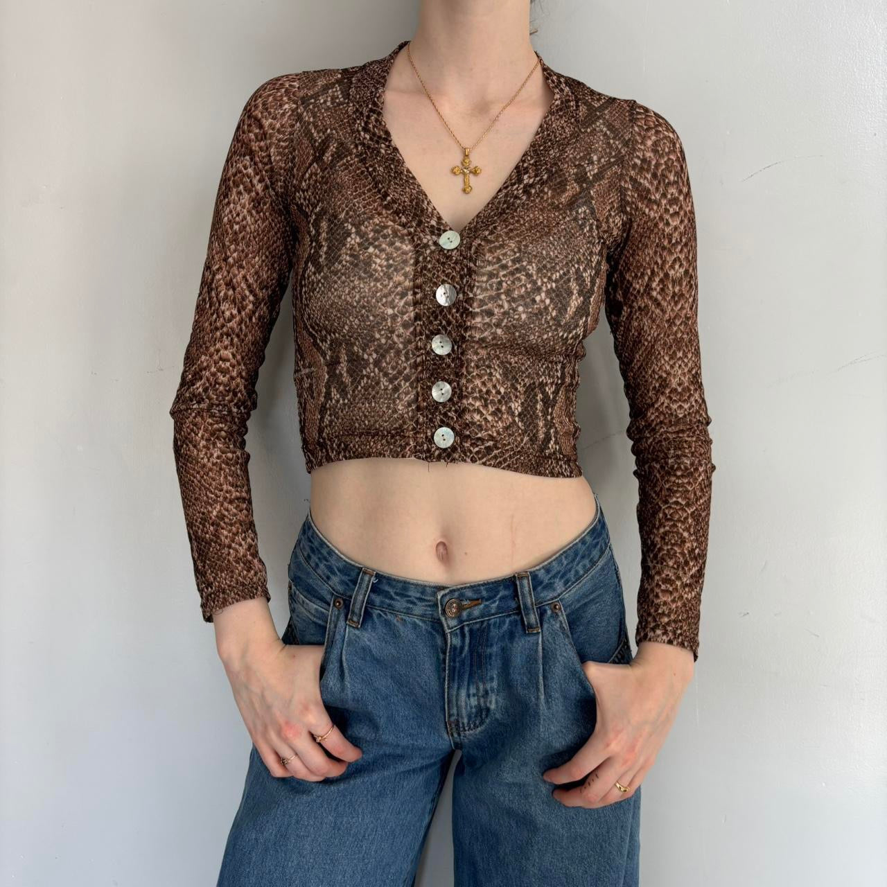 Snakeskin mesh top