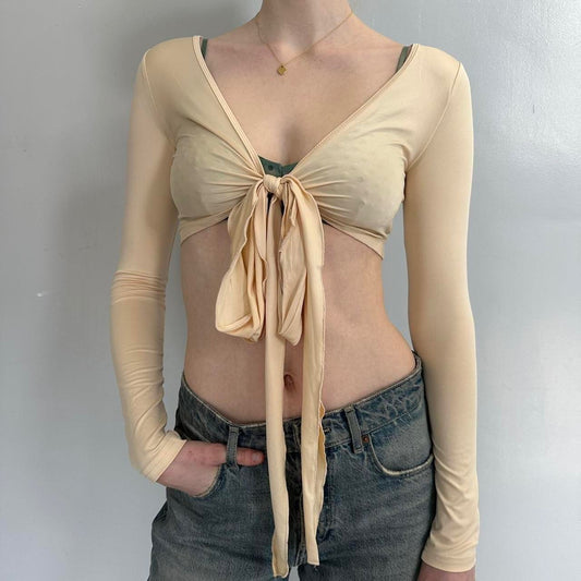Cream Tie up Long Sleeve
