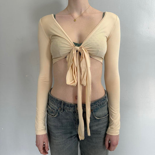 Cream Tie up Long Sleeve