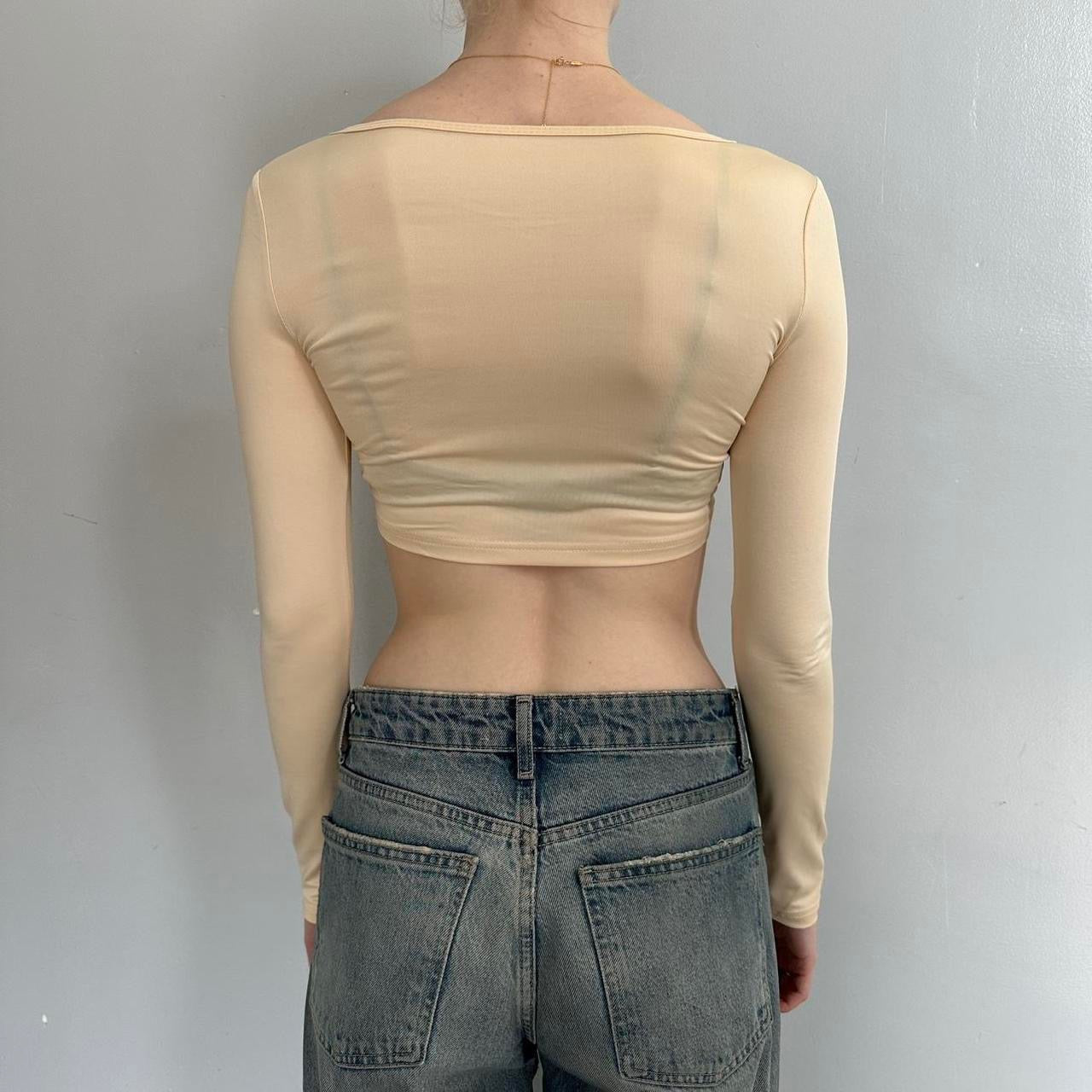 Cream Tie up Long Sleeve