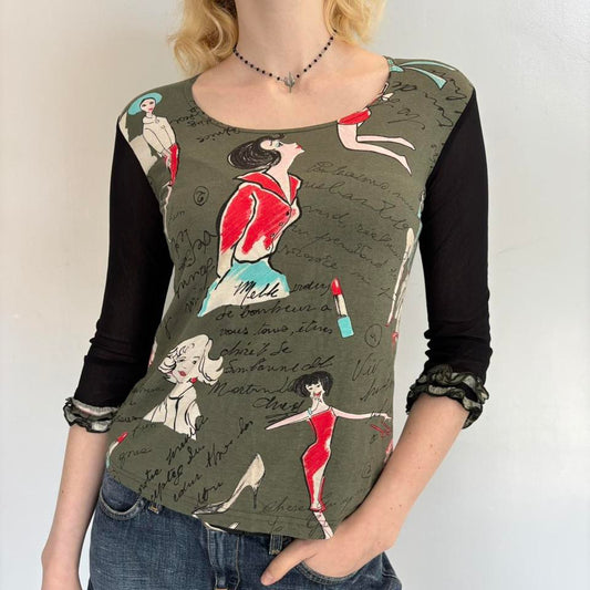 Retro green 90s print top