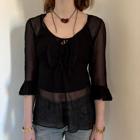 black sheer blouse