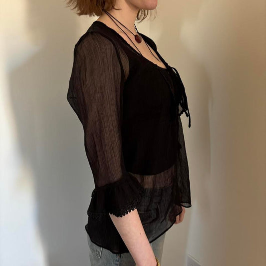 black sheer blouse