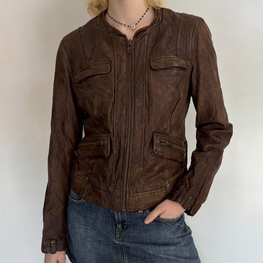 brown sheepskin leather jacket