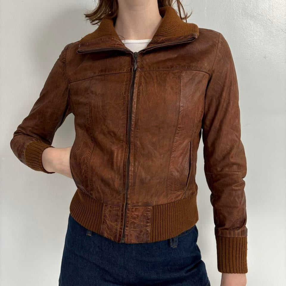 moto cropped leather jacket