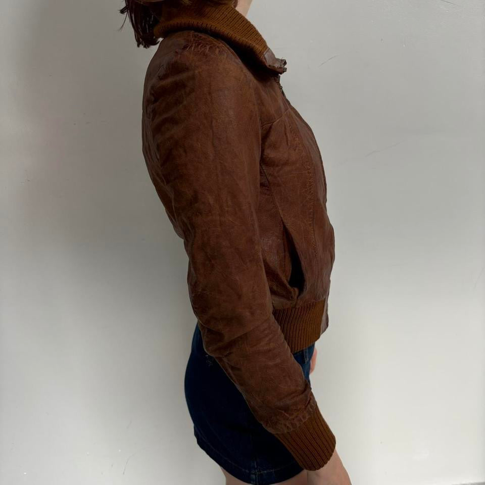 moto cropped leather jacket