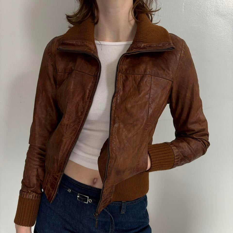 moto cropped leather jacket