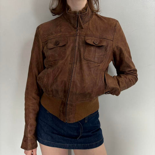 boho brown moto leather jacket