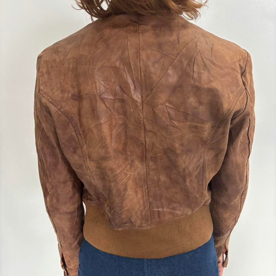 boho brown moto leather jacket