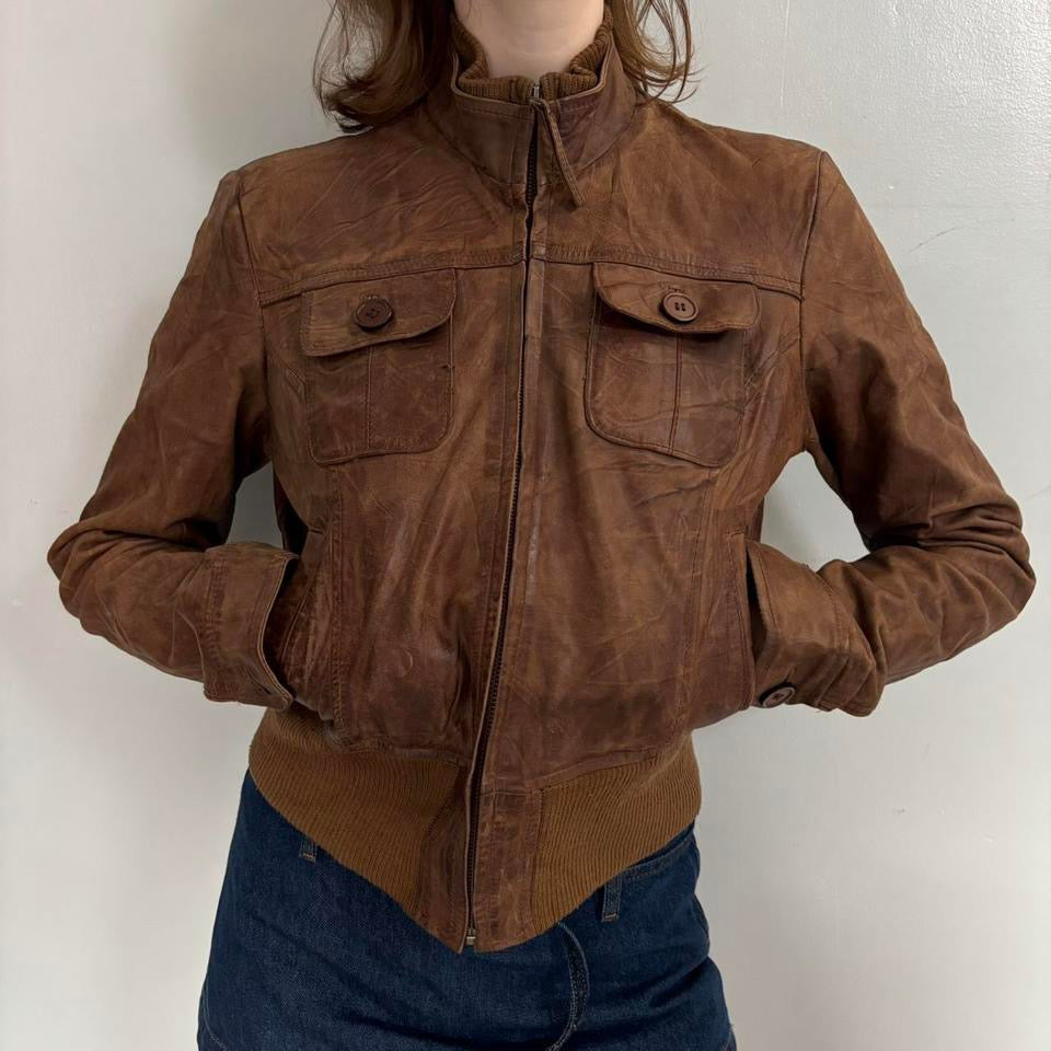 boho brown moto leather jacket