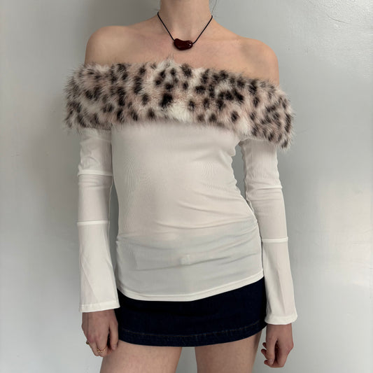 Faux fur off the shoulder