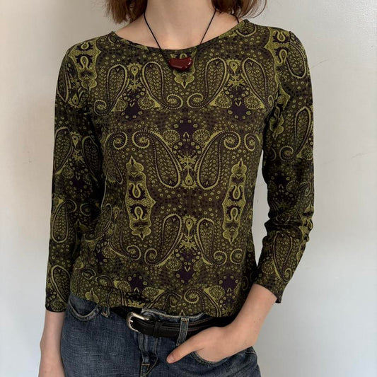 Green Paisley Long Sleeve