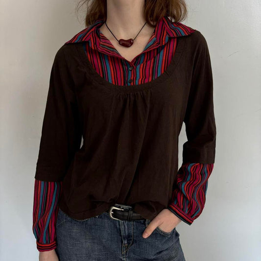 y2k preppy button down sweater