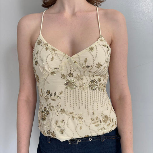white beaded cami