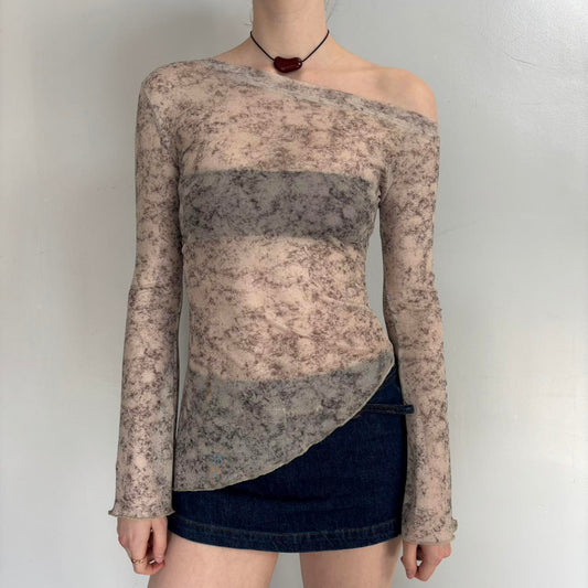 Off The Shoulder Mesh Top