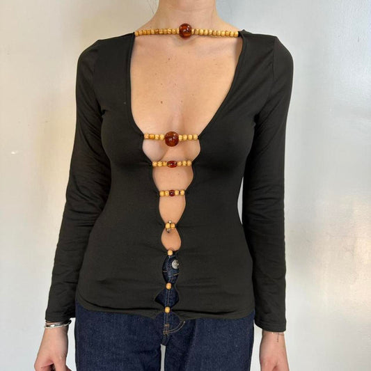 Beaded Wood Blouse